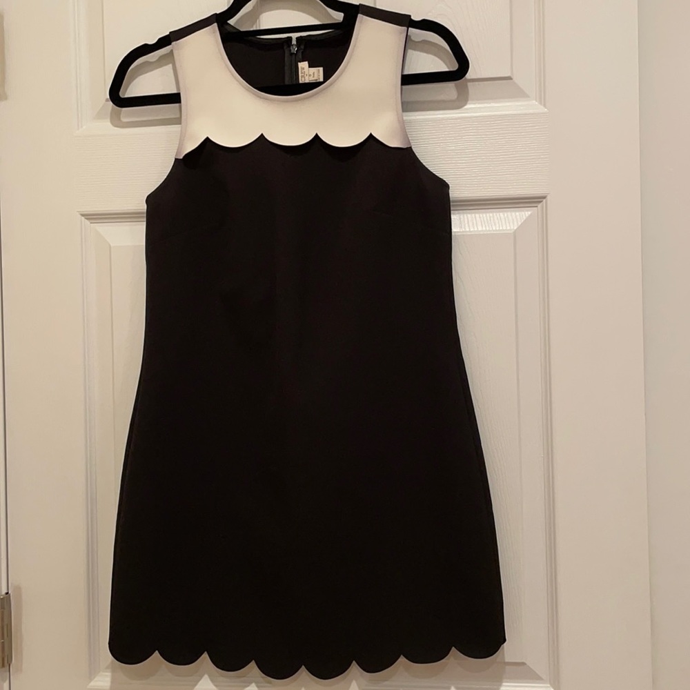 J. Crew 0 Petite Scalloped black/white dress